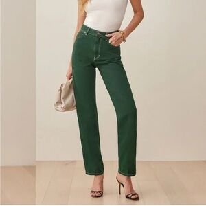 Reformation Cowboy High Rise Straight Jeans - Green size 29